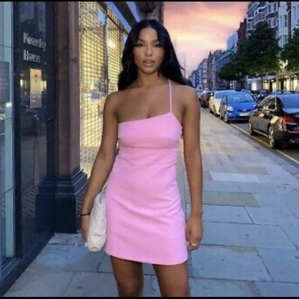 New with tags asymmetric pink mini dress XS